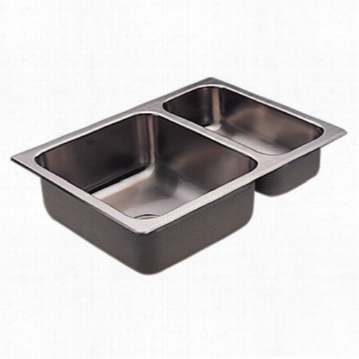 Moen G202720 2-00 Series No Hloe Drop In Double Basin Kitchen Si Nk