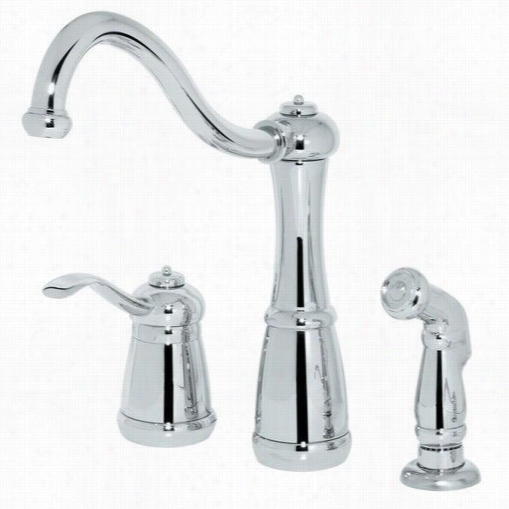 Pfister Gt26-3ncc Marielle 3 Hole Single Ahndle High Arc Kitchen Faucet With Spray In Chrome