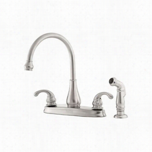 Pfister Gt36-4dss Treviso Double Metal Lever Handl E8&"" Centerset Kichen Faucet In Stainle Ss Steel