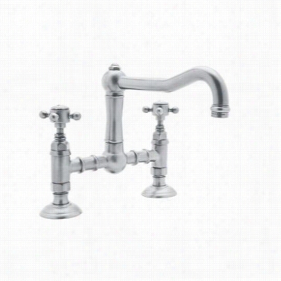 Rohl A1459lpapc-2 Coutnry Deck Mount Kitchen Briidge Ffaucet In Polished Chrome With Poreclain Lever Handle