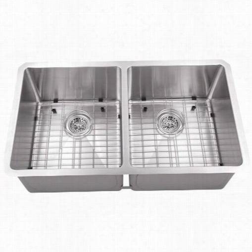 Schon Scra505016 All-in-one Undermount 17""l No Holle Double Bowl Kitche Nsink In Stainless Steel