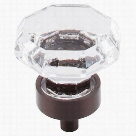 Top Knobs Tk128orb Addi Tions 1-1/8""w Clea Roctogan Crystal Knob With Oil Rubbed Broonze Bas E