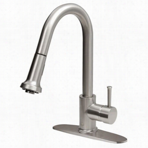 Vigo Vg02002stk1 Pull-out Spray Kitchen Faucet In Stainless Steel With Deck Plate