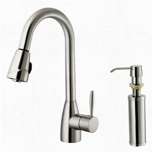 Vigo Vg02014stk2 16&qot;"h Pull Out Spray Kitchenn Faucet In Stainless Steel With Soap Dispenser