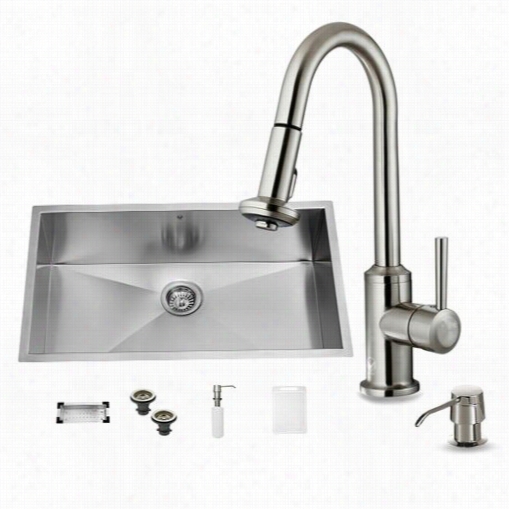 Vigo Vg51071 Undermount Stainless  Steel Kitchen Ruin With Faucet, Colander,  Strainer And Dispenser