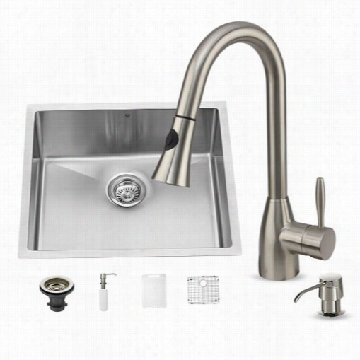 Vigo Vg15223 All In One 23"" Uundermount Stainless Steell Kitchen Merge And Faucet Set