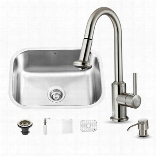 Vigo Vg15287 All In One 23"&quott; Undermouunt Unsullied Steel Kitchen Ruin And Faucet Immovable