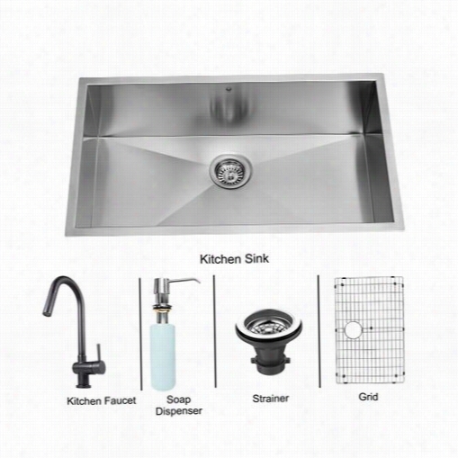 Vigo Vg14366 30"" Undermount Stainless Case-harden 16 Gauge Single Bowl Kitchen Sink And Interweave Te Black Pull On The Ground Kitchen Faucet