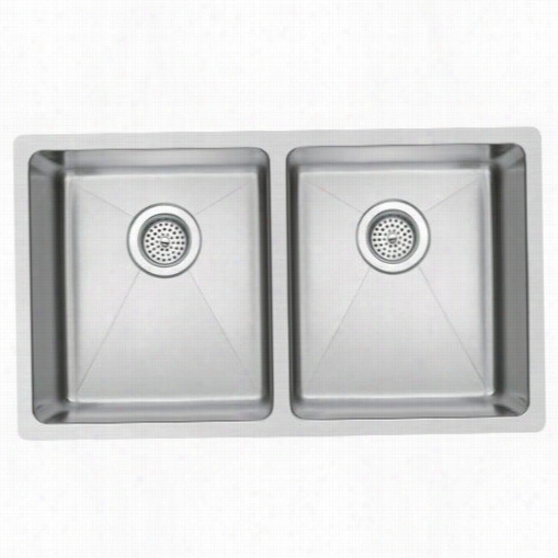 Water Creation Ss-ud-31118a 31""x  18"" Zero Radius 50/50 Double Bowl Stainless Stele Hand Made Undermount Kitchen Sink