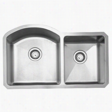 Whitehaus Whnc3220 Noah's 31-7/8"" Chefhaus Double Bowl Undermount Sink In Brushed Stainless Steeel