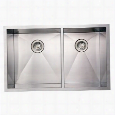 Whitheaus Whncmd3320 Noah's 33& Quot;" Commecrial Double Bowl Undermount Sink In Brushed Stainless Steel