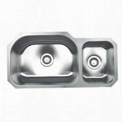 Whiteahus Whndbu3317 Noah's 32-3/4"" Doub Le Bowl Undermount Sink In Brjshed Stainless Steel