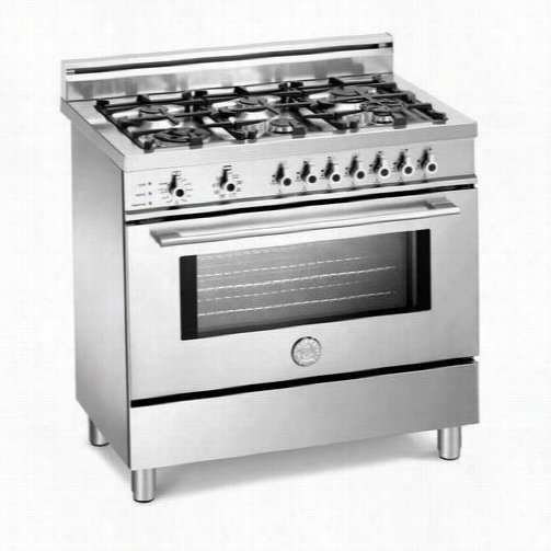 Bertazzoni Pro366dfsx Pro 36"" Dual Fuel Self Clean Range In Stainless With  6 Brass Burners