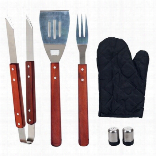 Chef Buddy 82-4308b 7 Piece  Bbq Paron And Utensil Set