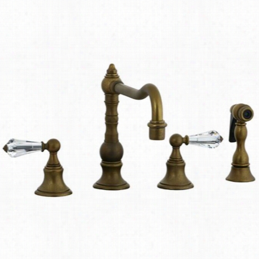 Cifial 265255.v05 Highlanfs 4 Hole Widespread Pillar Kitchen Faucet With Side Spray In Aged Brass