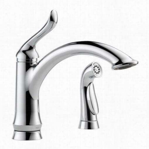 Delta 4453-dst Linden Single Handle Kitchen Faucet In Chrome With Side Spray Ahd Diamond Seal Technology