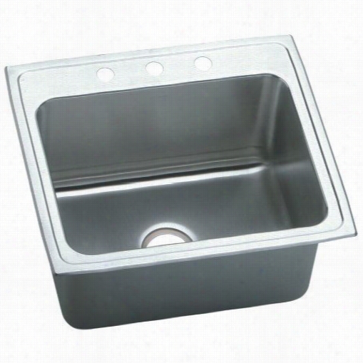 Elkay Dlrq2522123 Lusterton E 22"&qot; Top Mount Single Bowl 3 Hole Stainless Steel Sink