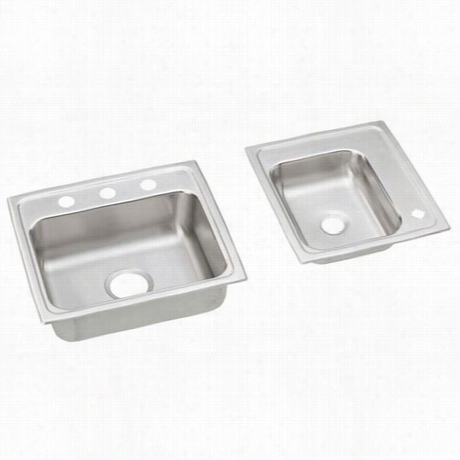 Elkay Drkad2341755r4 18 Gauge Stanless Steel 34&quoot;" X 17"" X 5-1/2""  Left Double Bowl Rise Above Moun Sink