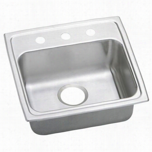 Elkay Lrad1919503 Lustertone 5"" Top Mount Sole Bowl 3 Hole Stainless Steel Sink