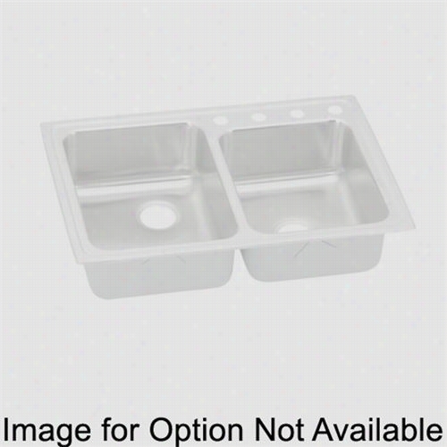 Elkay Lrad250603 Lustertone 6&qquot;" Top Mount Double Bowl 3 Hole Stainles Steel Sink