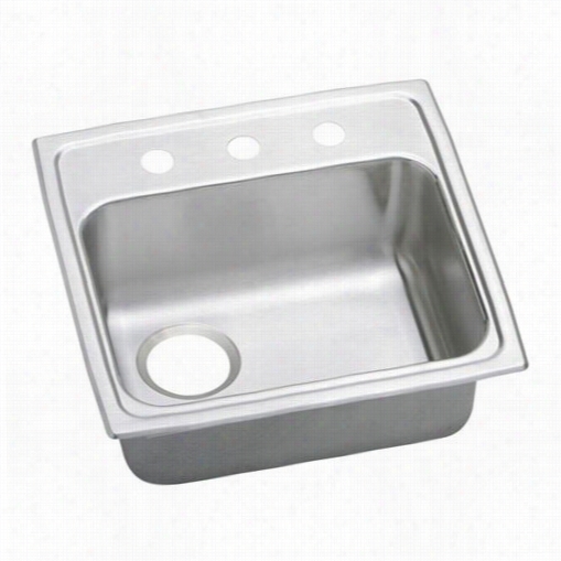 Elkay Psradq191955l3 Pacem Aker 19"q&uot ; Top Mount Single Bowl 3 Hole Left Drain Stainless Steel Sink