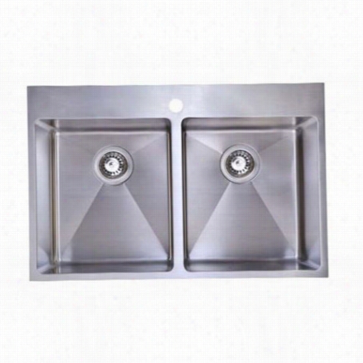 Fluid Fs-tdr3120-1 Thin Line 31-1/4"" Top Monut Double Bowl One Hole Kitchen Sink In Stainless Steel