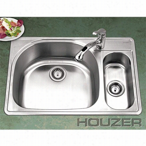 Houzer Pmg-3322sr Premiere Designer Stainless Steel Topmount 70/30 Double Sink