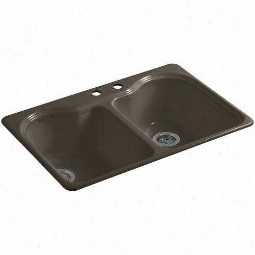 Kohler K-5818-2 Hartland 2 Hole Self Rimming Double Basin Kkitchen Be Depressed