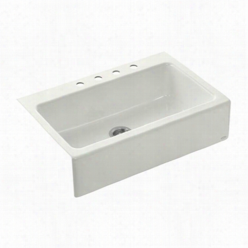 Kohler K-6546-4 Dickinson 4 Hooe Apron Front Single Basin Kitchen Sink