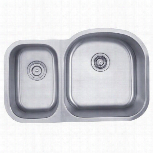 Kraus Kbu25 32"&quuot; Undermount 65/35 Double Bowl 16 Gauge Stainless Steel Iktc Hen Sink