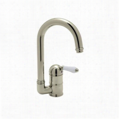 Rohl A3606-6.5lmwsstn-2 Country Single Hole ""c"" Spout Bar Faucet In Satin Nickel With Handspray And Metal Lever Handle