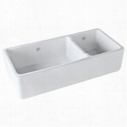 Rohl Rc4019wh Shaws Original 1 1/2 Bowl Fireclay Apron Kitchen Sink In White