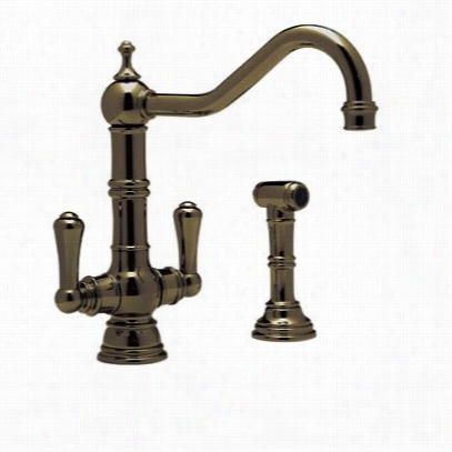 Rohl U.4766eb Single Hole Kithcen Faucet With Lever Handle And Ssidespray In English Bronze