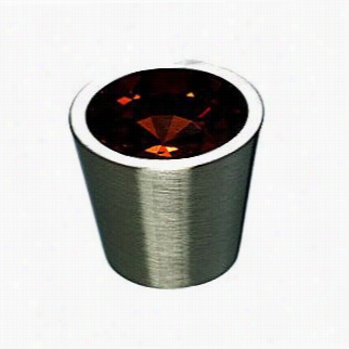 Top Knobs Tk133bsn Crystal 1-1/16"" Wine Crystal Cnter Knob With Brushed Satinnickel Shell