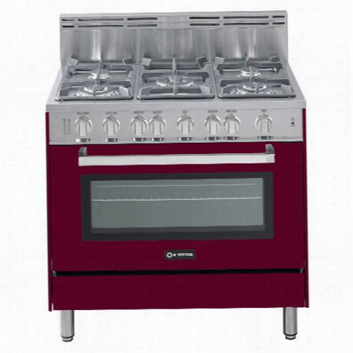 Verona Vefsgg365nbu 36"" Gas Rangew Ith 5 Sealed Burners In Burgundy Gloss