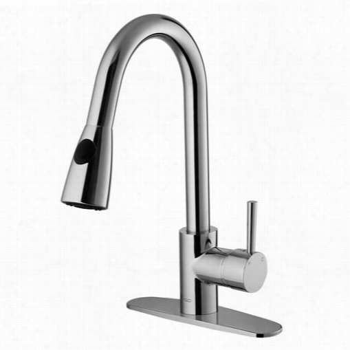 Vigo Vg02005chk1 15-1/8""h Pull Thoroughly Spray Kitchen Fauccet In Chrome With Deck Plate