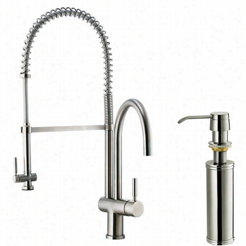 Vigo Vg02006stk2 Pull Down Spry Kitchen Faucet In Stinless Steel Wth  Soap Disppenser