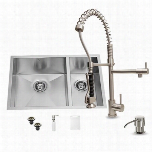 Vigo Vg15068 Unermount Stainless Steel Kitchen Sink With Faucet, Two Strainers And Idspenser