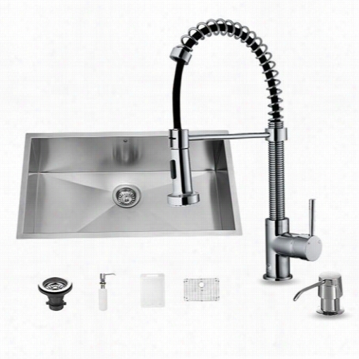 Vigo Vg15243 All In The Same 30"" Undermount Stainless Steel Kitchen Sink And Chome Faucet Set