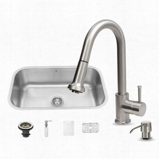 Vigo Vg15279 All In One 30& Quto;q&uot; Undermount Stain Less Steel Kitchen Sink And Faucet Set