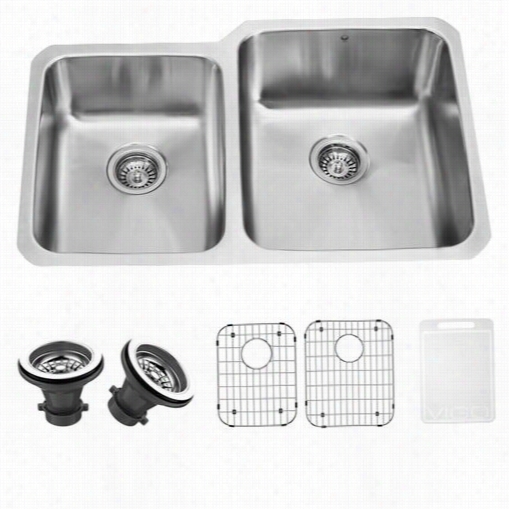 Vigo Vg3221rk1 32"" Undermuont Stainless Stee L Kitchen Sink With Two Grids And Two  Strainers