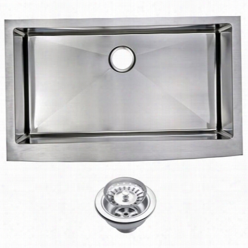 Water Creattion Sss-as-3622b 36"" X 22"" 15 Mm Angle Radius Single Bowl Stainless Steel Hand Made Apron Front Kitchen Sink With Drain And Strainet