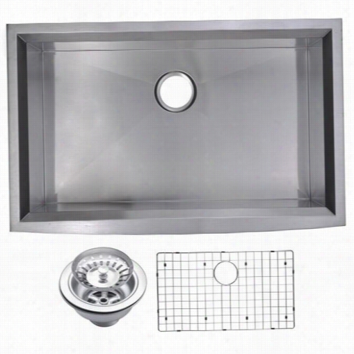 Water Creation Sssg-u-3321b 33"" X 21"" Zero Radius Single Bowl Stainless Stewl Hand Made Apron Front Kitchen Sink W Ith Beveled Wal Ls, Drain, Syrainer, And Bott