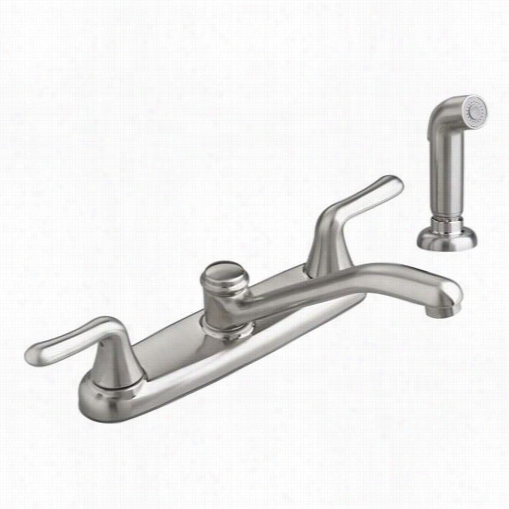 American Standard 42 75.501.075 Colony Soft Double Hadlee Low-arc Kitchen Faucet In Stainless Steel Wi Th Side Spray