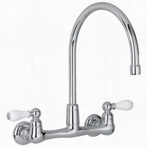 American Standard 7293.252.002 Inheritance Wall Mount Sink Kicthen Faucet Wih Porcelain Lever Handles