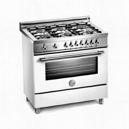 Bertazzoni Pro366gasbi Pro 36"" Gas Range In Bianco Wwhhite With 6 Brass Burners