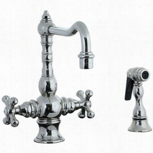 Cifial 267.355.721highlands Single Hole Double Trial Handle Kitcheen Faucet With Side Spray In Polis Hed Nickel