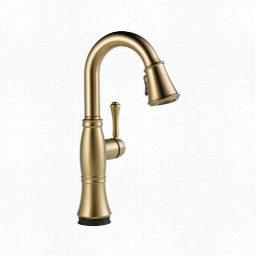 Delta 9997t-cz-dst Cassidy Single Handle Pull Down Bar/prep Faucet With Touc2o Technology In Champagne Bronze