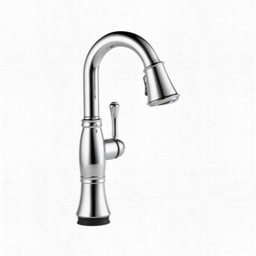 Delta 9997t-dst Cassidy Single Handle Pull Down Bar/prep Faucet With Touch2o Technology In Chrome