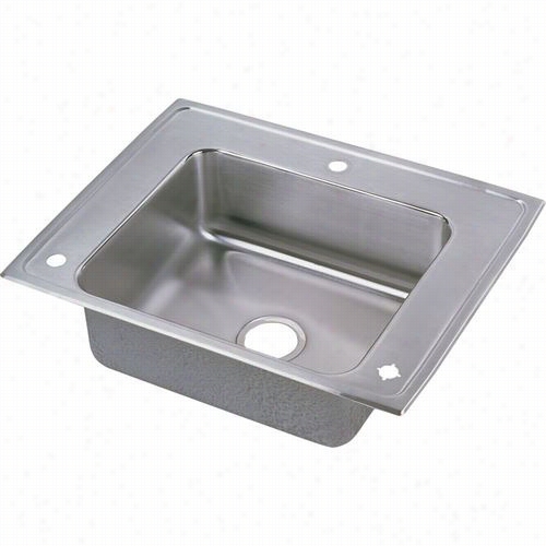 Elkay Drkrq2822r Lustertoone Sigle Bowl Top Mount Sink In Lustrous Highlighted Satin With Right Slotted Hole